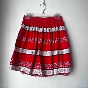 Vintage 90s Influence by Kumar Red Boho Floral Stripe Mini Skirt L